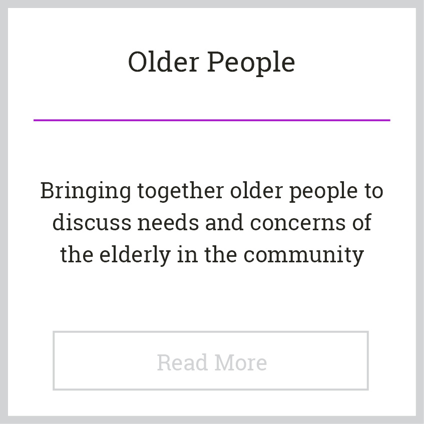 Blackie River Community Group - Areas of Work - Older People a